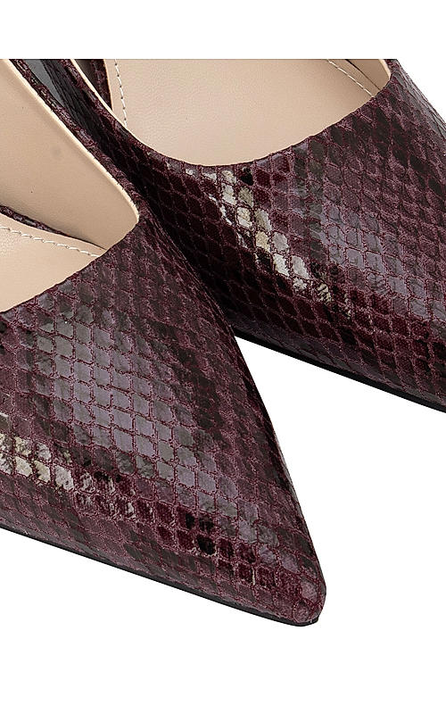 Burgundy Textured Pointed Toe Pumps