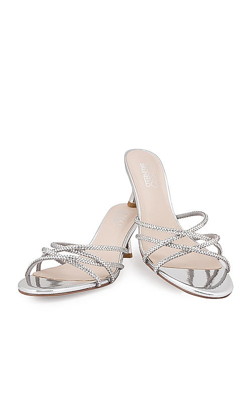Silver Sequin Strappy Heels