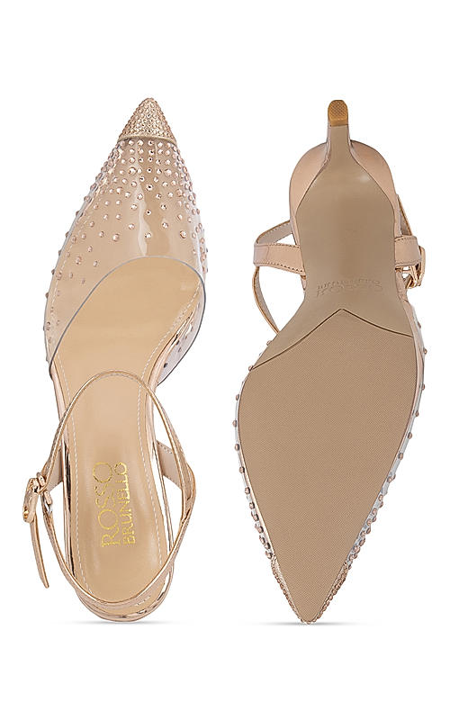 Rose Gold Crystal Embellished Pumps