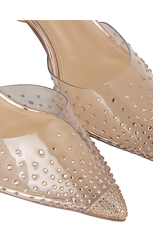 Rose Gold Crystal Embellished Pumps