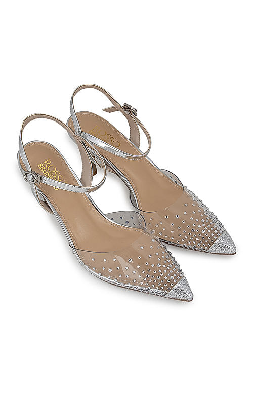 Silver crystal pumps sale