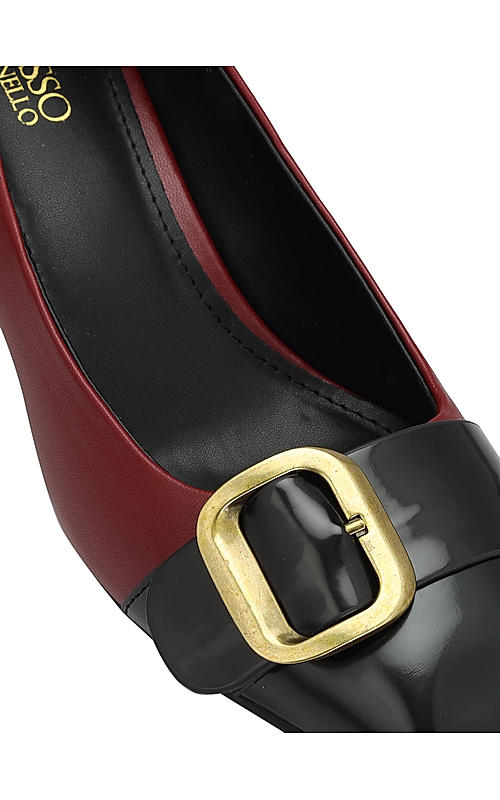 Red and black block heels sale