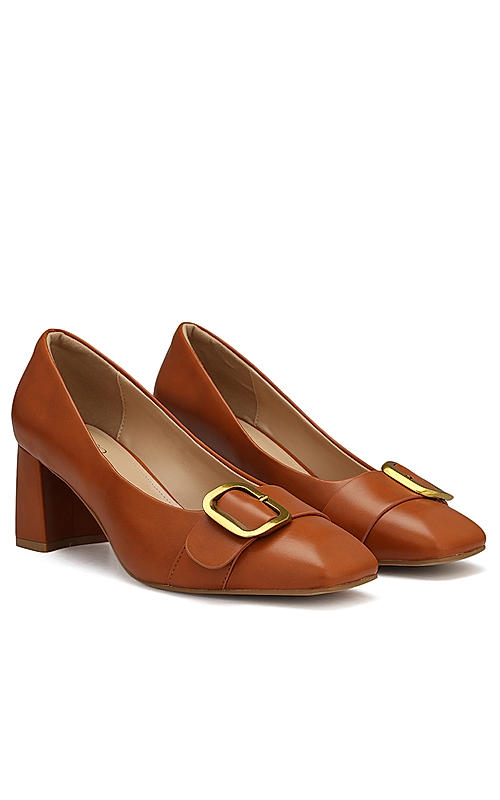 Tan short block heels top