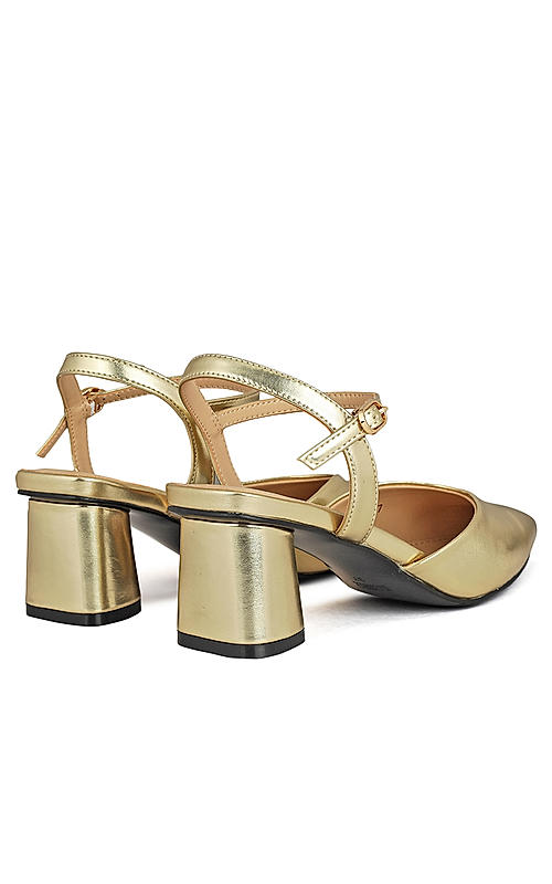 Gold Pointed Toe Heels