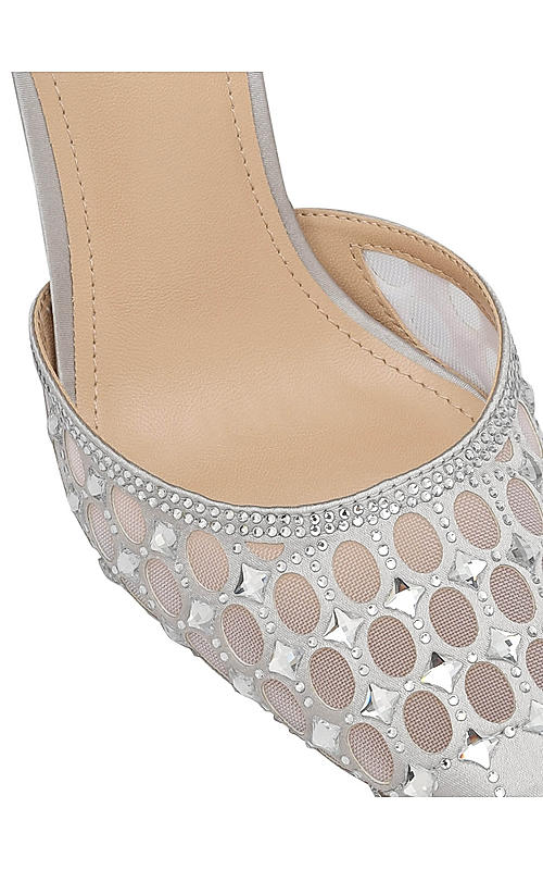 Grey Embellished Slingback Heels