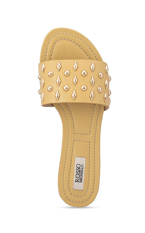 Green Gold Studded Flats