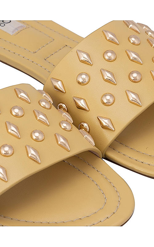 Green Gold Studded Flats