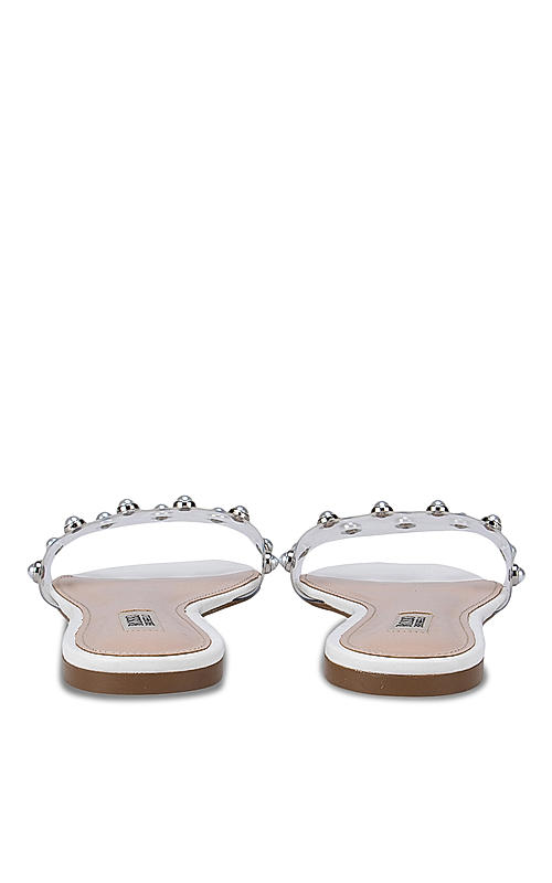 White Studded Strappy Flats