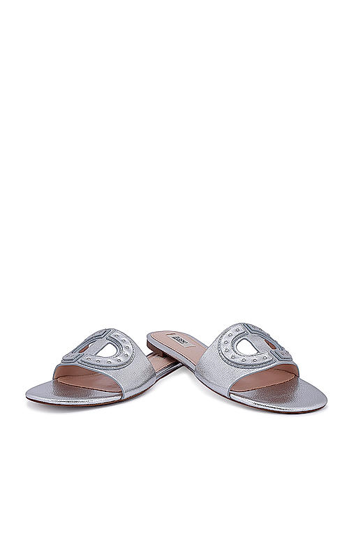 Silver Stud Embellished Sliders