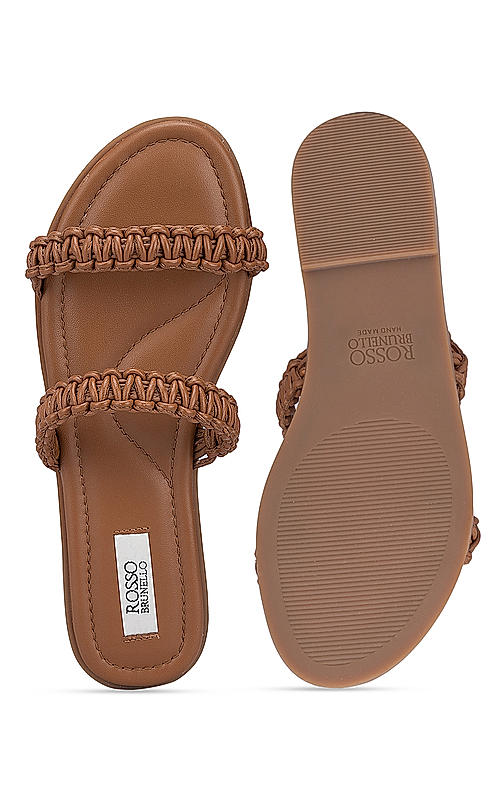 Tan Braided Strap Sliders