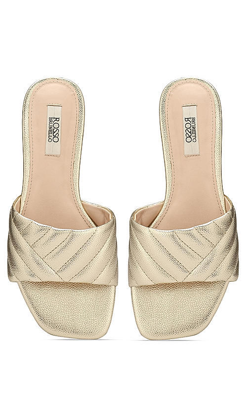Gold Faux Leather Sliders