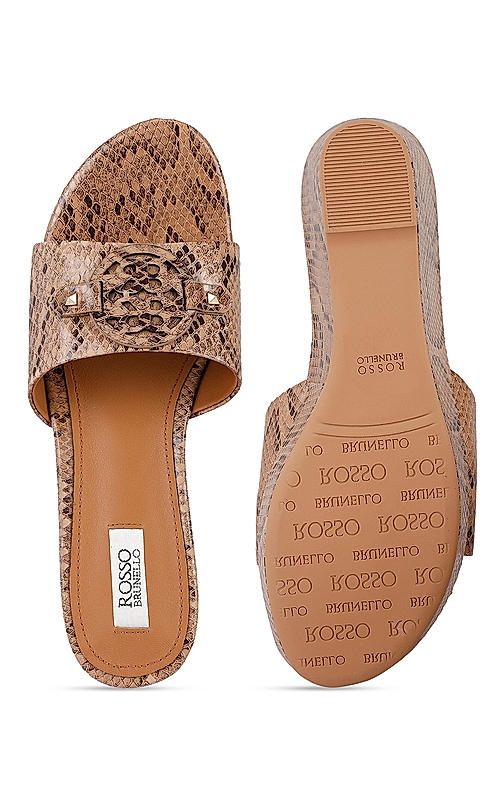 Beige Snake Textured Wedges