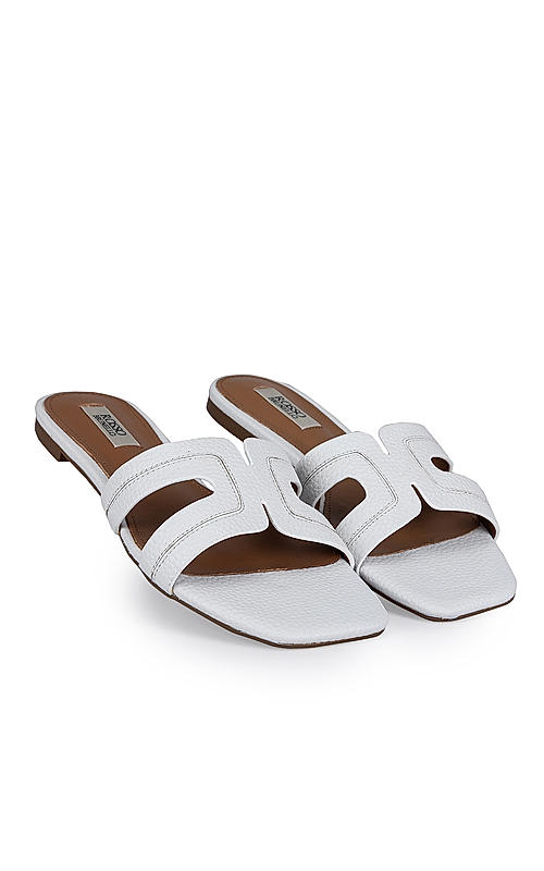 White leather sliders cheap