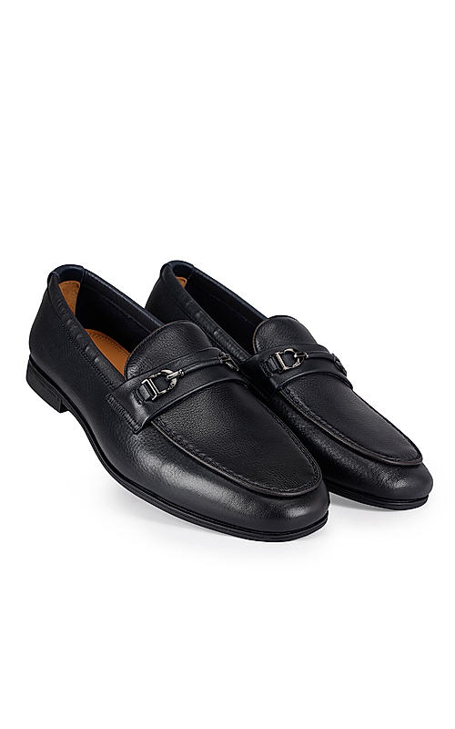 Navy Loafers With Buckle