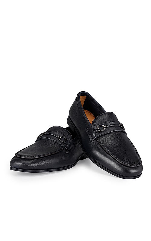 Navy Loafers With Buckle
