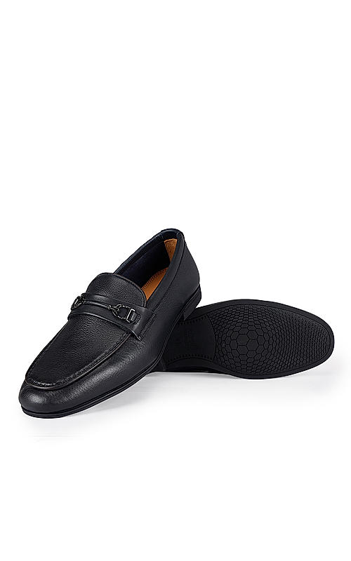 Navy Loafers With Buckle