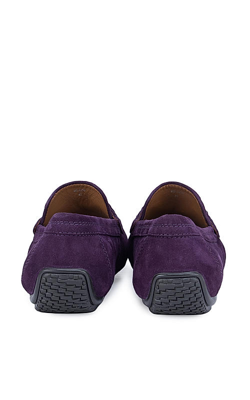 Purple Suede Moccasins With Metal Buckle