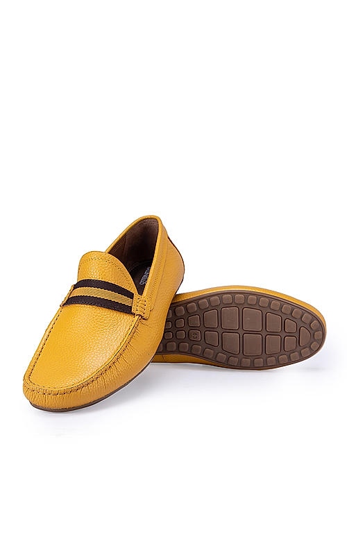 Mustard Moccasins With Contrast Panel