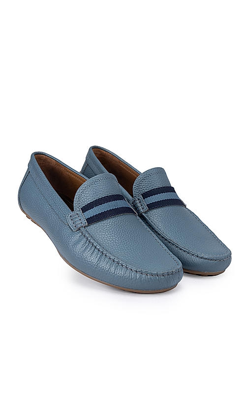 Blue Moccasins With Contrast Panel