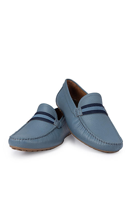 Blue Moccasins With Contrast Panel