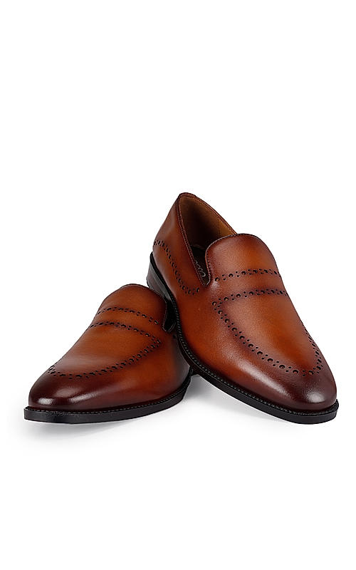Tan Dual Tone Leather Loafers