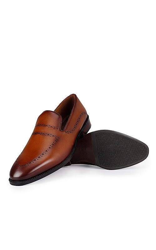 Tan Dual Tone Leather Loafers