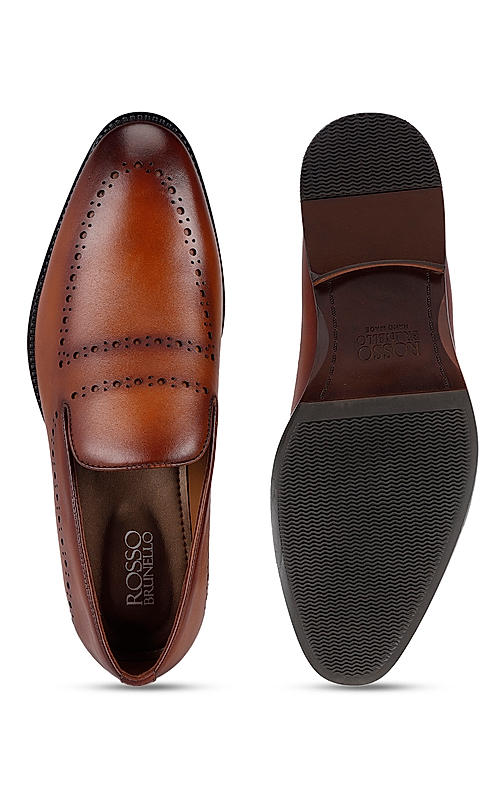 Tan Dual Tone Leather Loafers