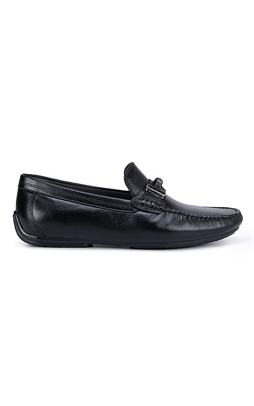 Black Moccasins With Metal Buckle