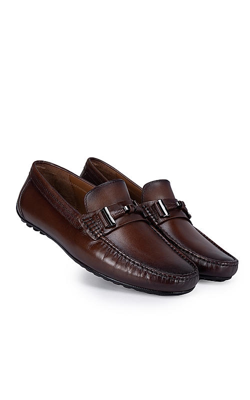 Coffee Moccasins With Metal Buckle