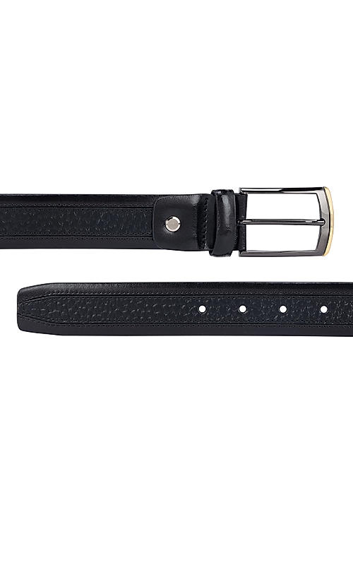 Black Textured Men's Belt