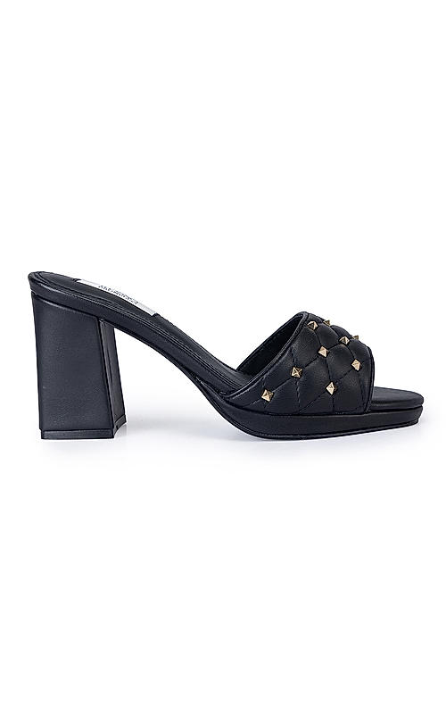 Buy MissPap Metallic Block Heel Studded Strappy Heeled Sandals In Silver |  6thStreet Qatar
