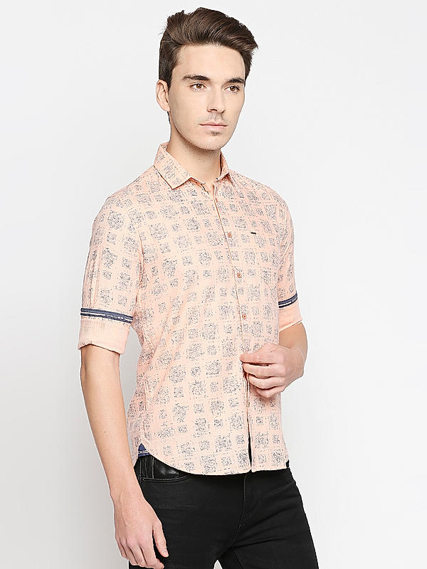 Killer Slim Fit Printed Pink Shirts