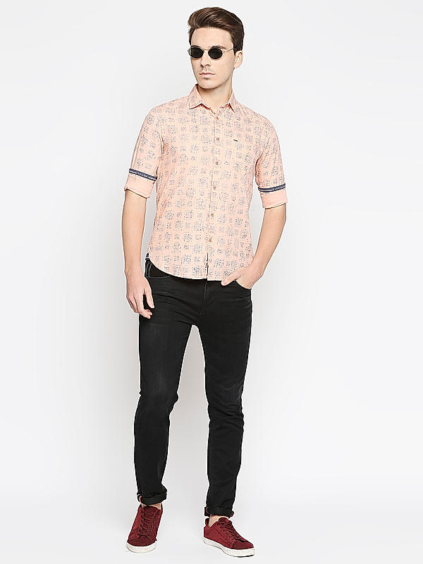 Killer Slim Fit Printed Pink Shirts