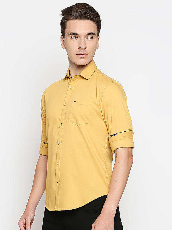 Killer Slim Fit Solid Yellow Shirts