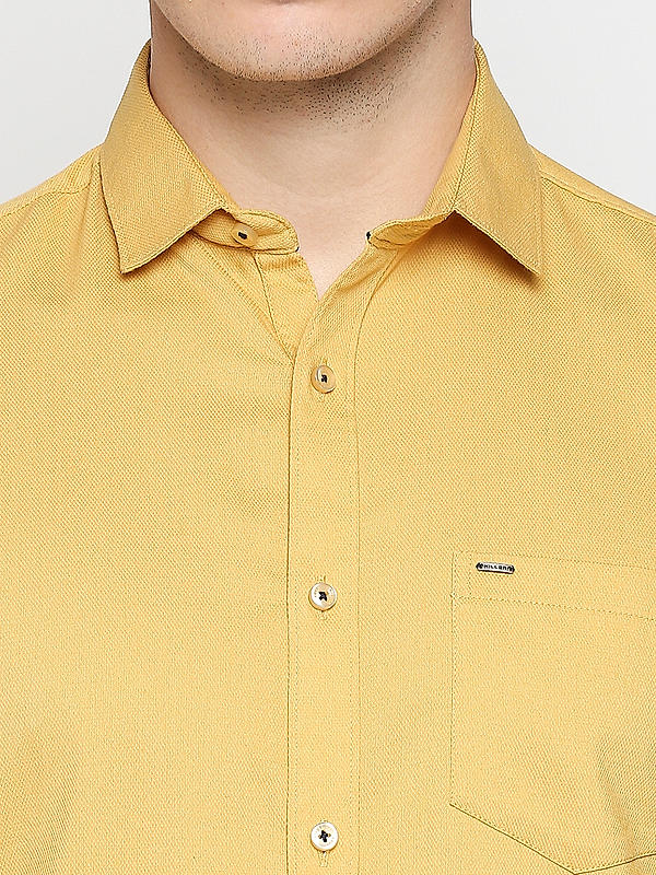 Killer Slim Fit Solid Yellow Shirts