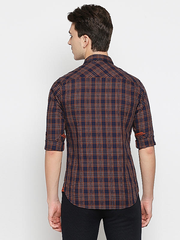 Killer Slim Fit Check Brown Shirts