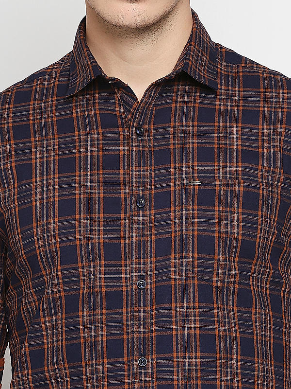 Killer Slim Fit Check Brown Shirts