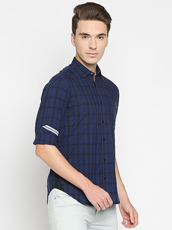 Killer Slim Fit Check Blue Shirts