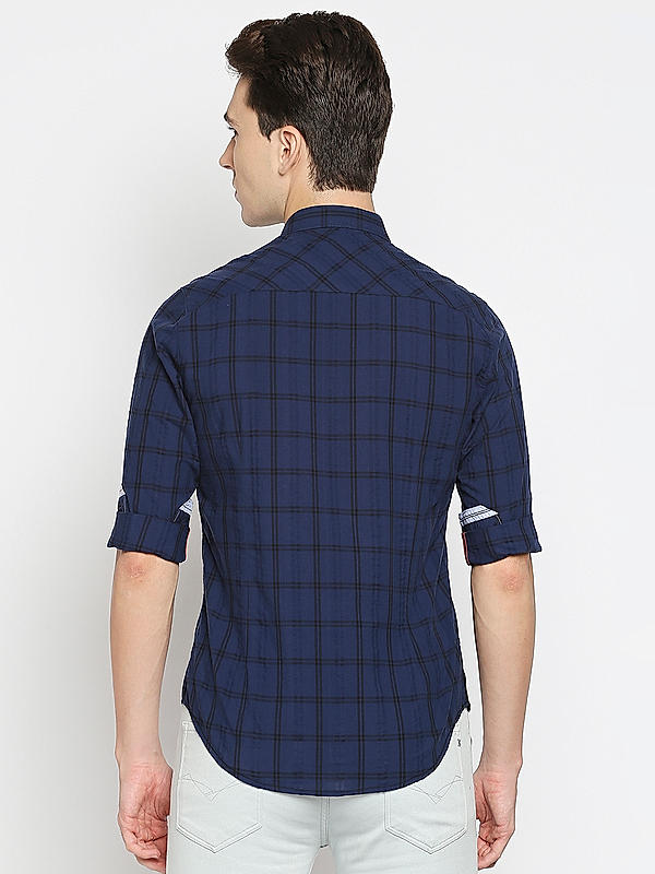 Killer Slim Fit Check Blue Shirts