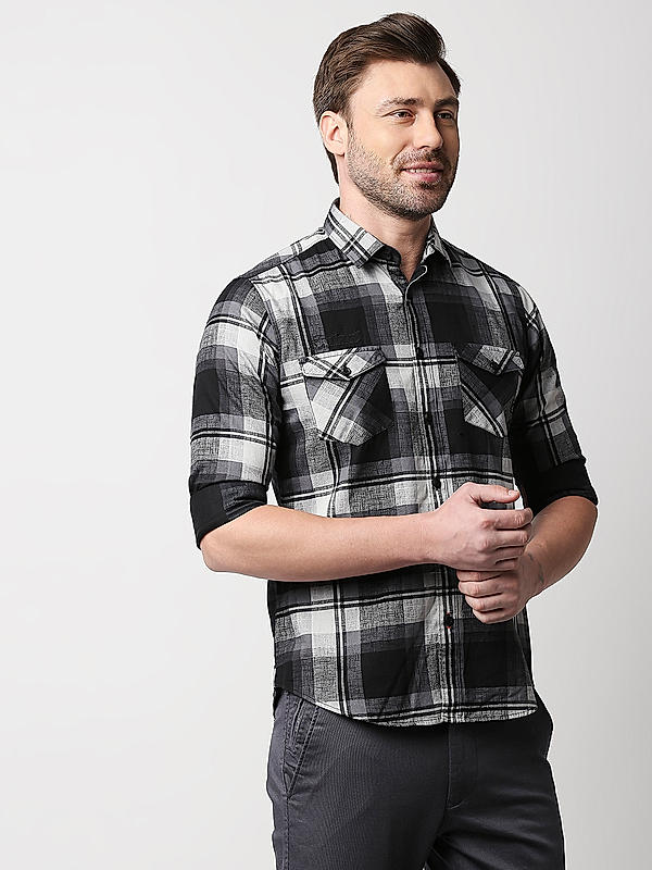 Killer Slim Fit Printed Black Shirts