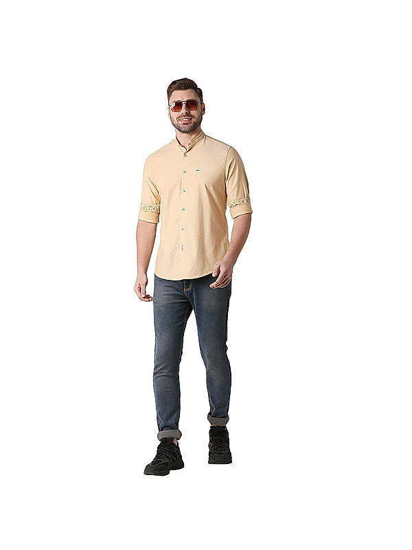 Killer Yellow Solid Comfort Fit Shirts For Men's