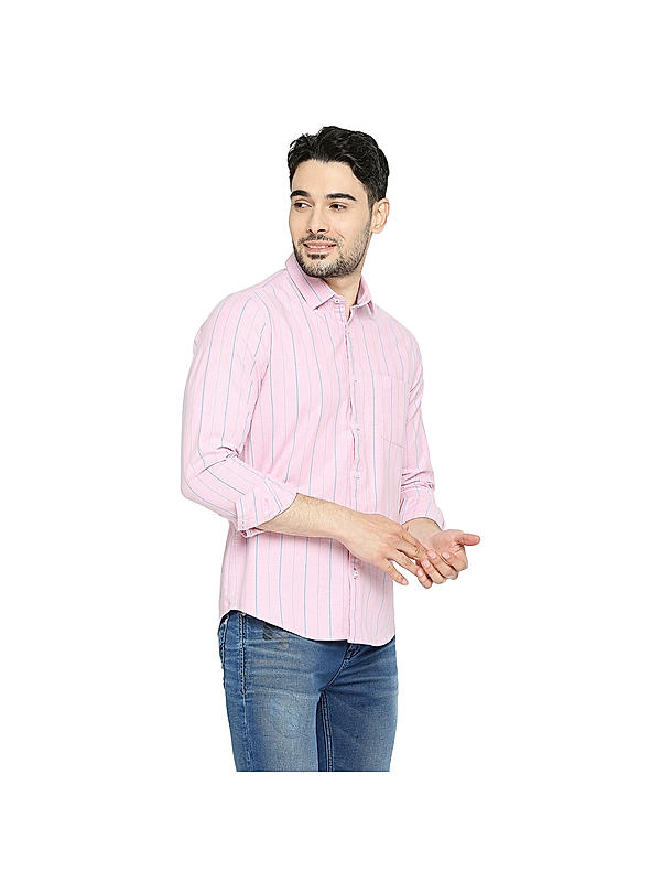 Killer Pink Stripes Comfort Fit Shirts For Men's