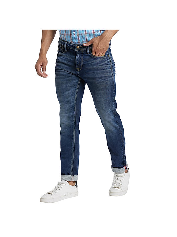 Killer Ankle Fit Solid Blue Jeans For Men's