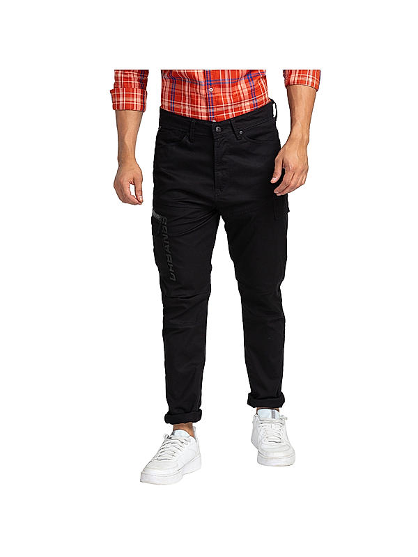 Killer Cargo Fit Solid Black Cargo Jeans For Men's