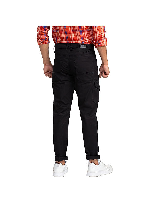 Killer Cargo Fit Solid Black Cargo Jeans For Men's