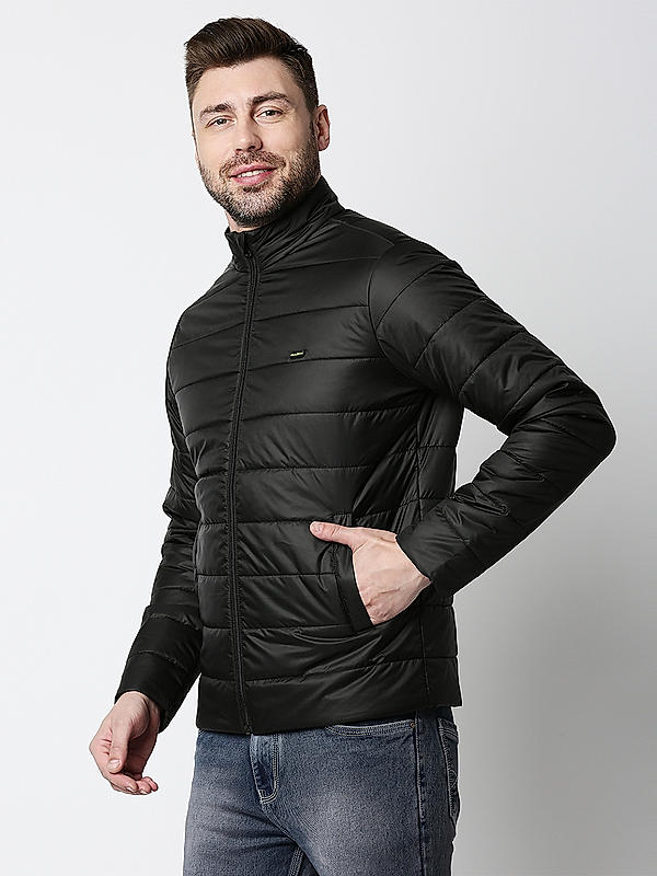 Killer Black Solid High Neck Jackets
