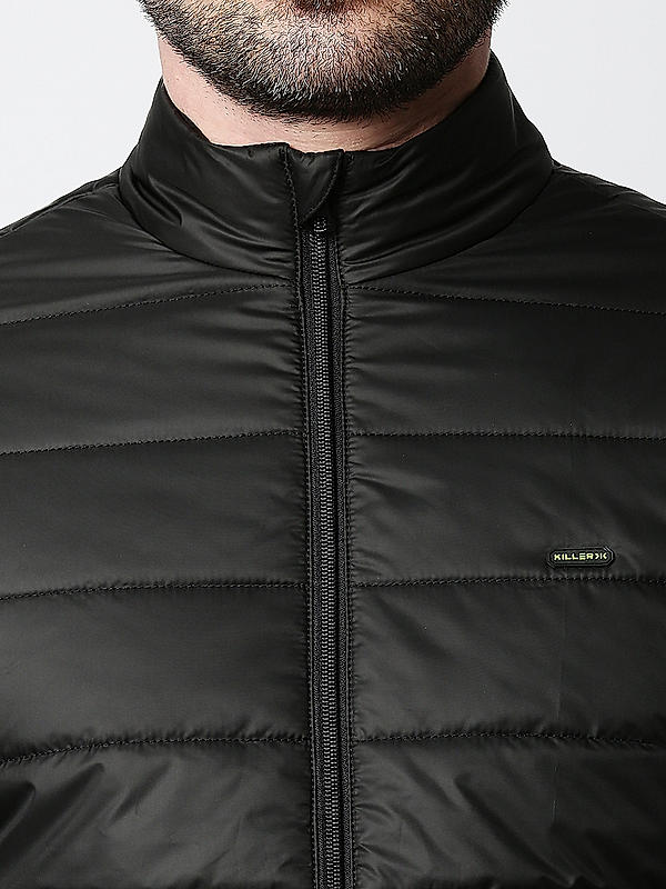 Killer Black Solid High Neck Jackets