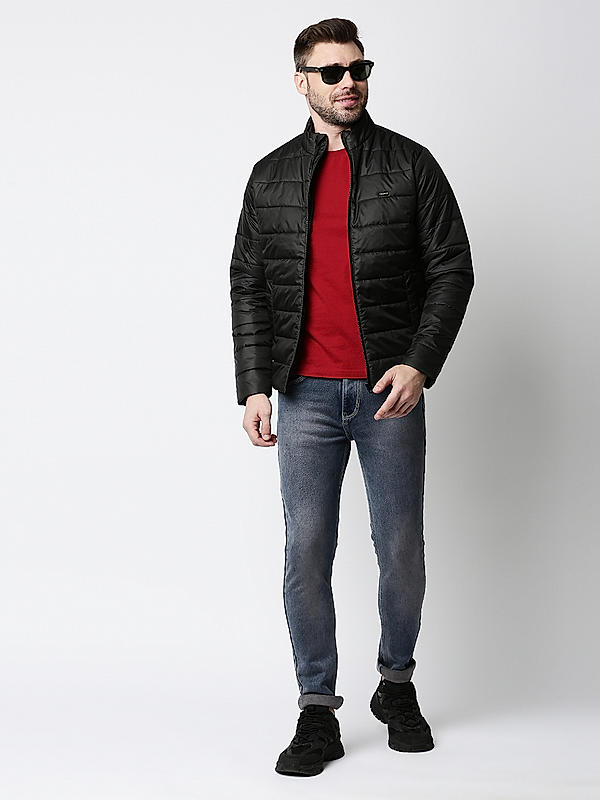 Killer Black Solid High Neck Jackets