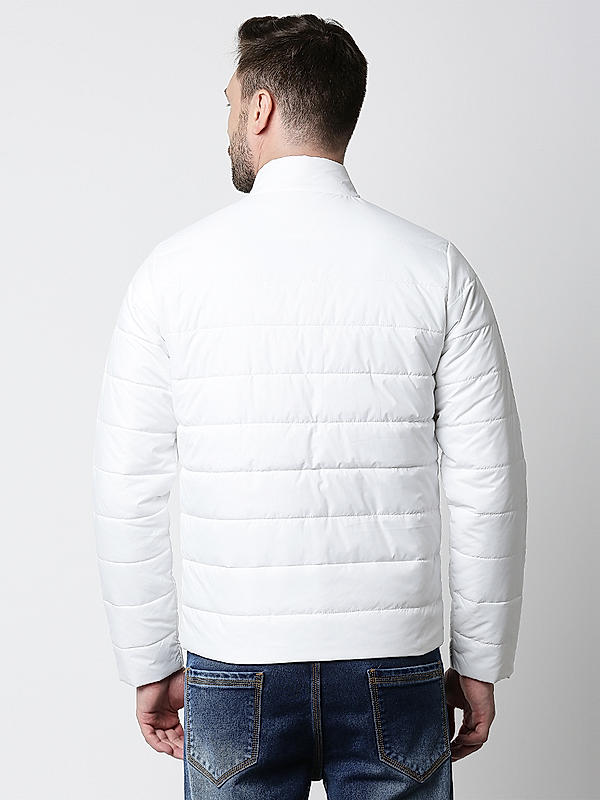 Killer White Solid High Neck Jackets