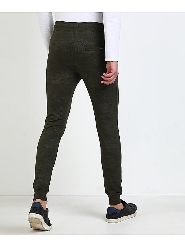 Killer Cotton Olive Green Printed Track Pant